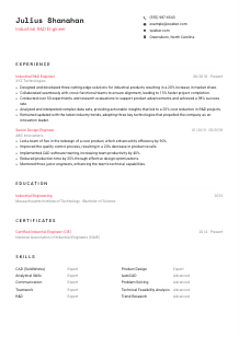 Industrial R&D Engineer Resume Template #1