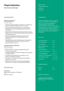 Manufacturing Manager Resume Template #16