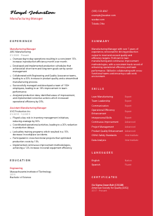 Manufacturing Manager CV Template #22