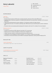 Order Filler CV Template #3