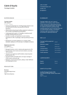 Package Handler CV Template #15