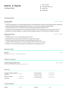 Package Handler Resume Template #18