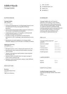 Package Handler CV Template #7