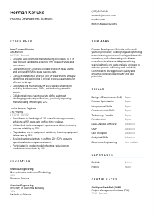 Process Development Scientist Resume Template #1