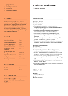 Production Manager CV Template #19