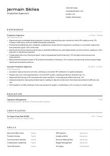 Production Supervisor Resume Template #2