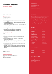 Production Worker CV Template #22