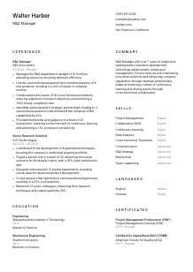 R&D Manager Resume Template #1