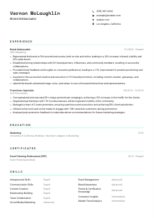 Brand Ambassador Resume Template #3