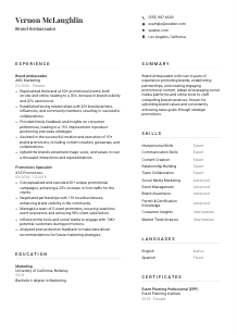 Brand Ambassador Resume Template #1