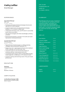 Brand Manager Resume Template #16