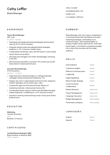 Brand Manager Resume Template #2