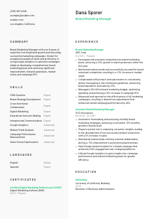 Brand Marketing Manager Resume Template #14