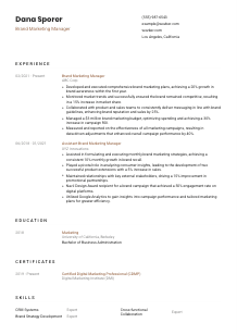 Brand Marketing Manager CV Template #6