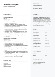 Product Brand Manager Resume Template #12