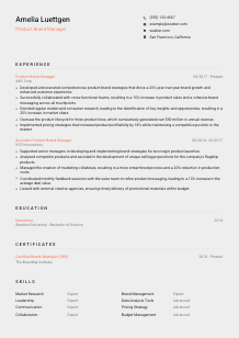 Product Brand Manager Resume Template #23