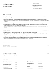 Content Manager Resume Example