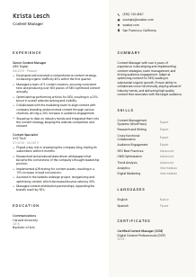 Content Manager CV Template #13