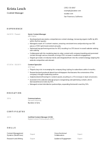 Content Manager CV Template #3