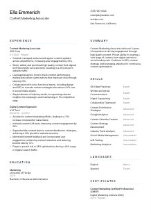 Content Marketing Associate CV Template #1