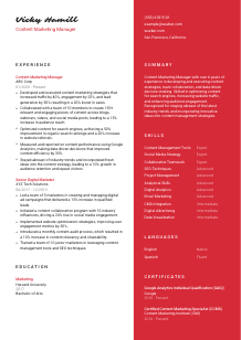 Content Marketing Manager Resume Template #22