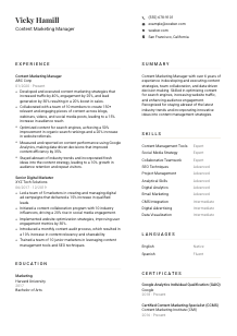 Content Marketing Manager Resume Template #7