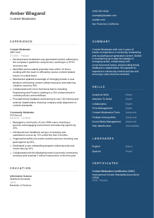 Content Moderator Resume Template #2