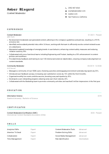 Content Moderator Resume Template #3