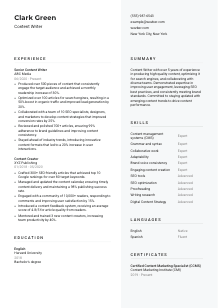Content Writer Resume Template #2