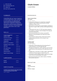 Content Writer Resume Template #3