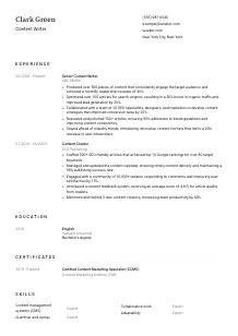Content Writer Resume Template #1