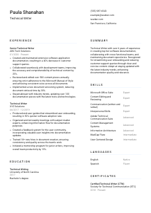 Technical Writer CV Template #5