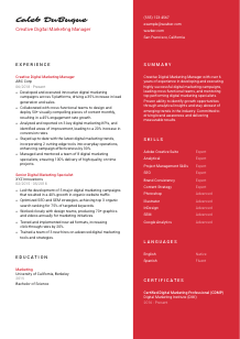 Creative Digital Marketing Manager CV Template #3
