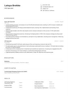 CRO Specialist CV Example