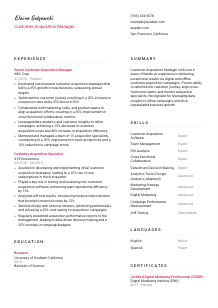 Customer Acquisition Manager CV Template #11