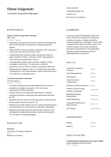 Customer Acquisition Manager CV Template #2
