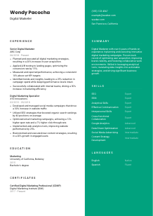Digital Marketer Resume Template #2