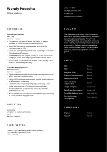 Digital Marketer Resume Template #3