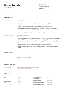 Digital Marketer Resume Template #1