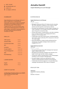 Digital Marketing Account Manager Resume Template #3