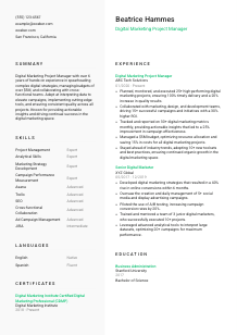 Digital Marketing Project Manager CV Template #2