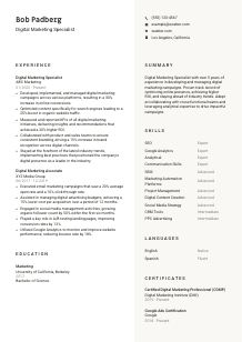 Digital Marketing Specialist Resume Template #2