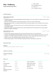 Digital Marketing Specialist CV Template #3