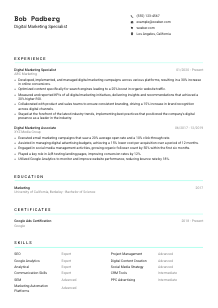 Digital Marketing Specialist Resume Template #3