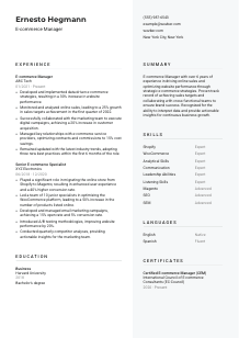 E-commerce Manager Resume Template #2