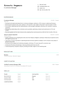 E-commerce Manager Resume Template #3