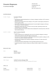E-commerce Manager Resume Template #1