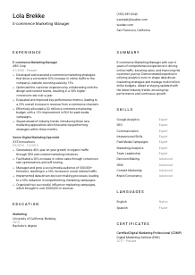 E-commerce Marketing Manager Resume Template #1