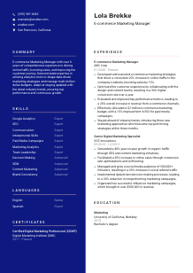 E-commerce Marketing Manager Resume Template #3