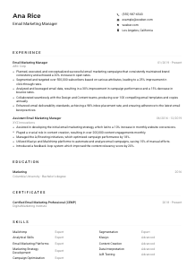 Email Marketing Manager CV Example